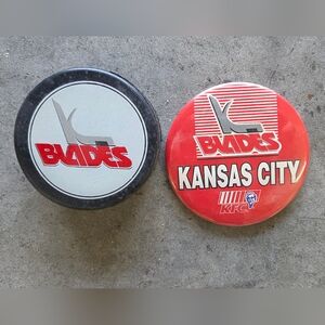 Kansas City Blades Hockey Puck & Button